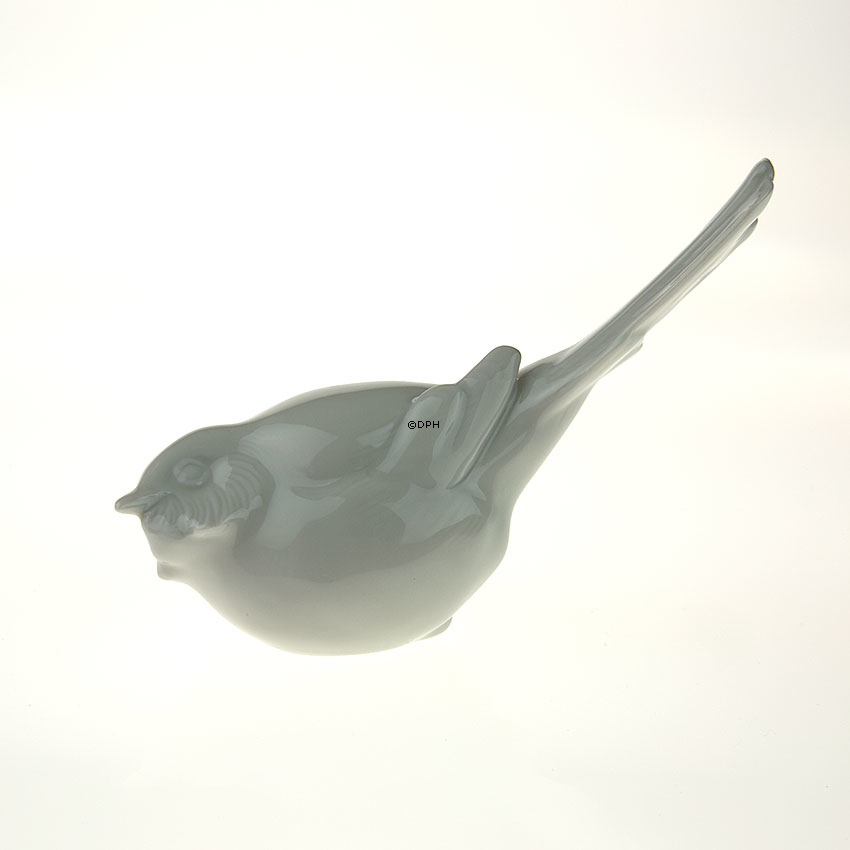 Optimist, weiße Meise mit Schwanz iben Figur, Royal Copenhagen Vogelfigur Nr. 410