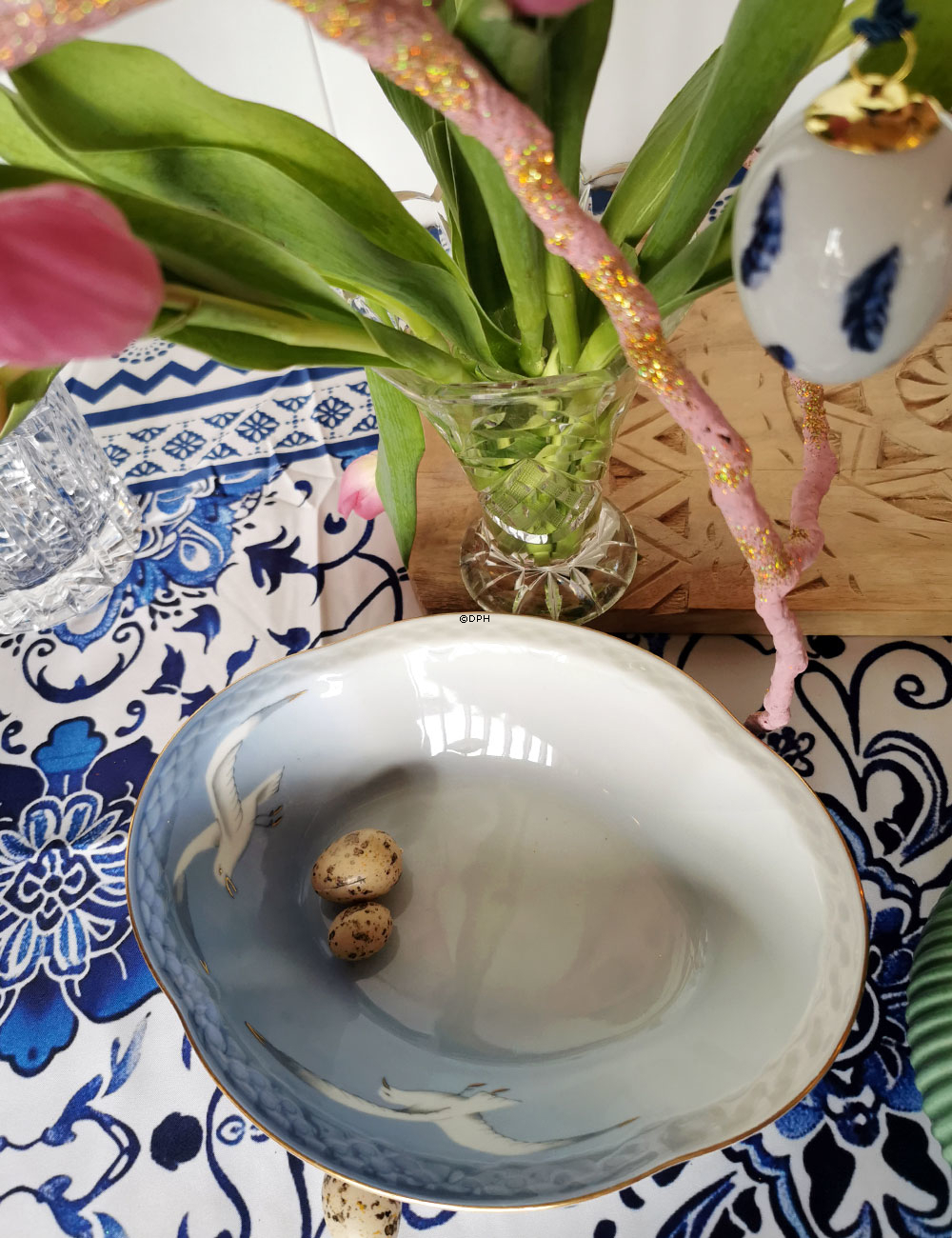 Möwegeschirr mit Gold, Schüssel 24cm, Bing & Gröndahl Nr. 12B