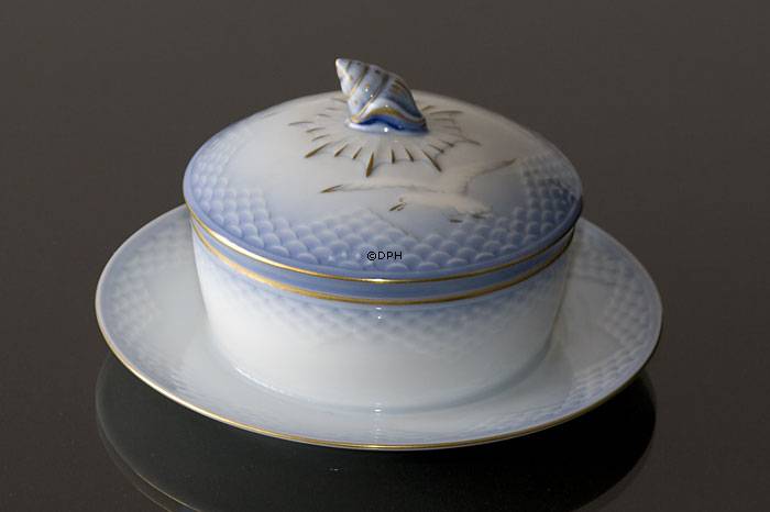 Möwegeschirr mit Gold, Butterdose, Bing & Gröndahl Nr. 196 oder 582