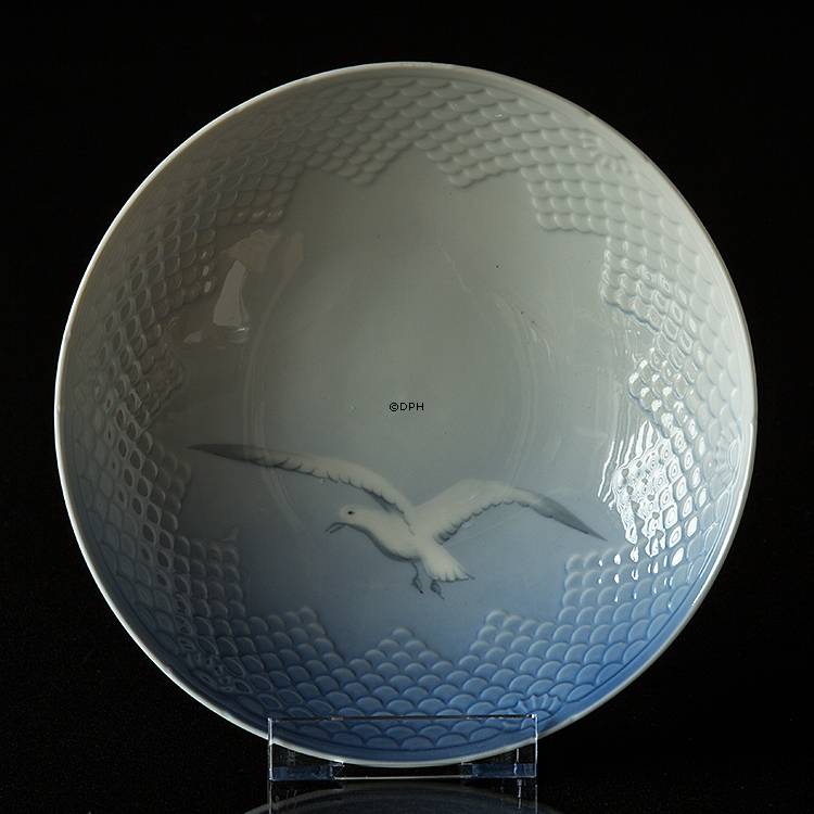 Möwegeschirr ohne Gold, Kuchenschale auf Fuß, Bing & Gröndahl 20cm Nr. 223