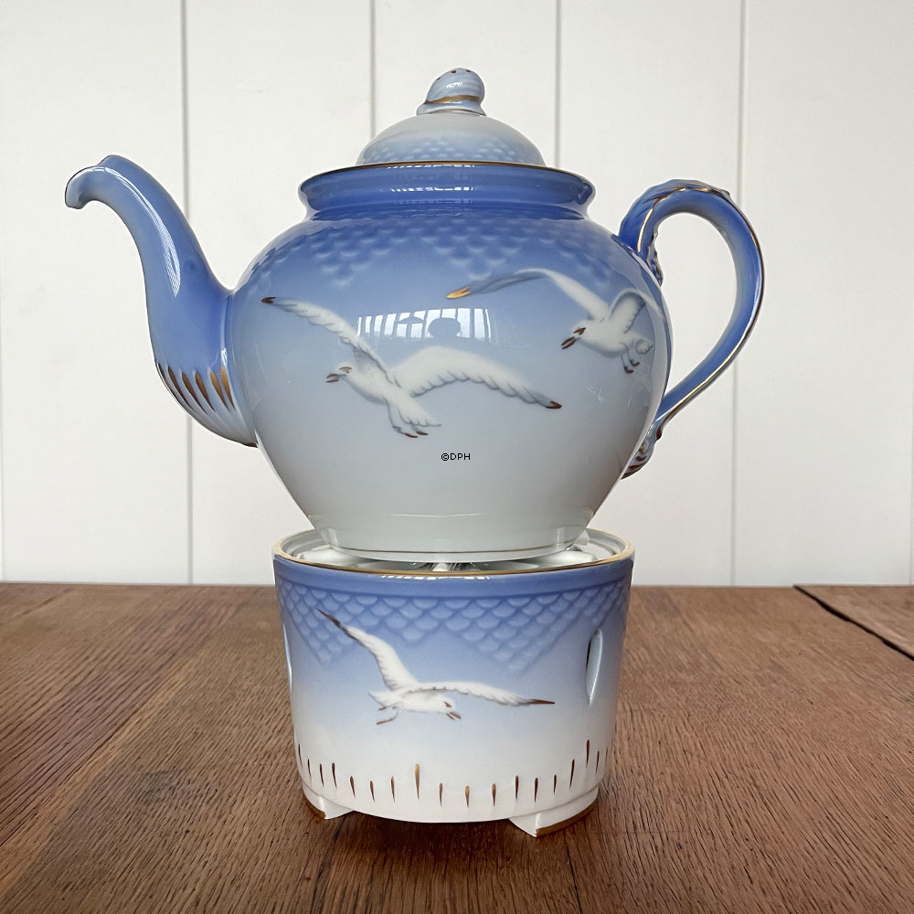 Möwegeschirr mit Gold, Teewärmer, Bing & Gröndahl Nr.  237 (mit Porzellaneinsatz)