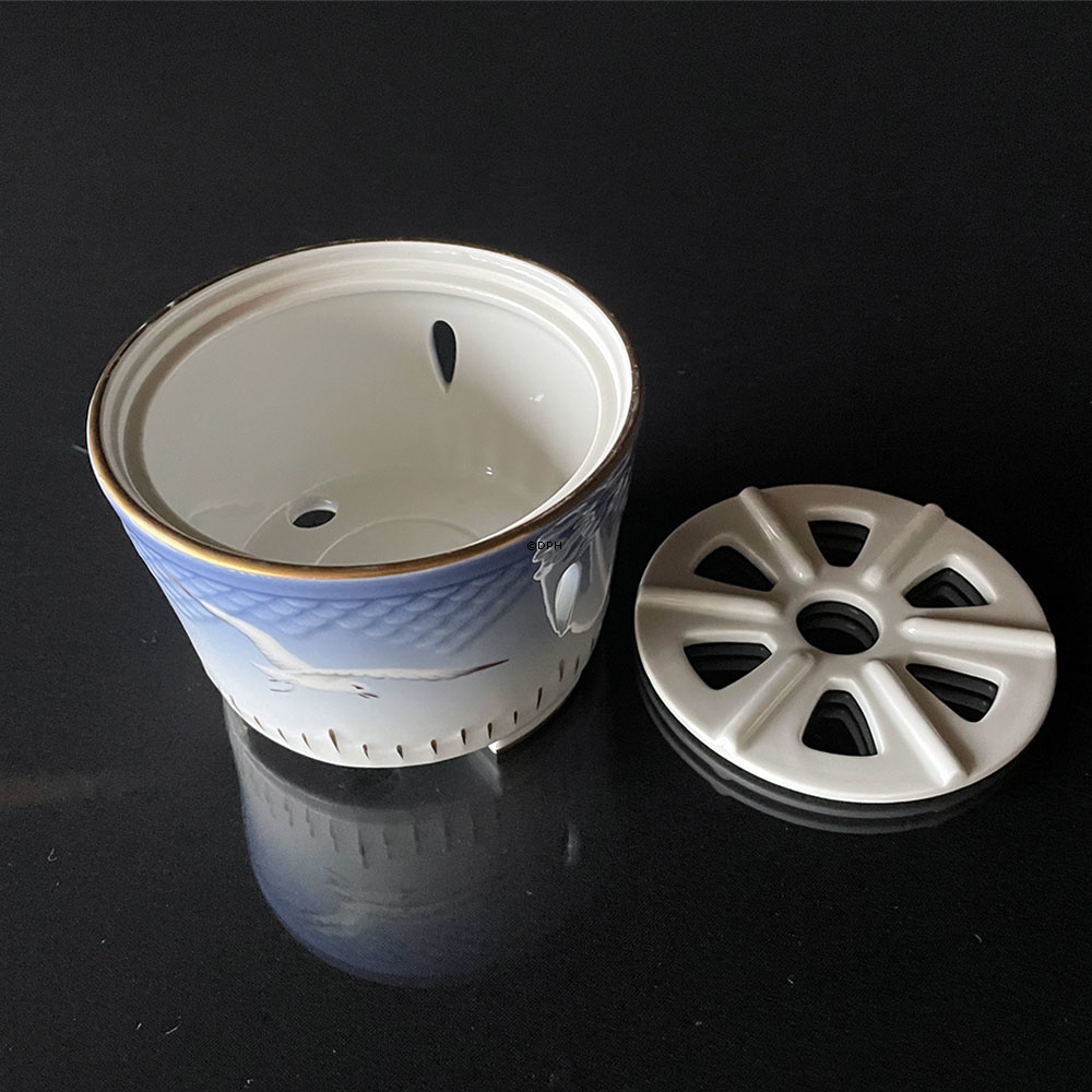 Möwegeschirr mit Gold, Teewärmer, Bing & Gröndahl Nr.  237 (mit Porzellaneinsatz)