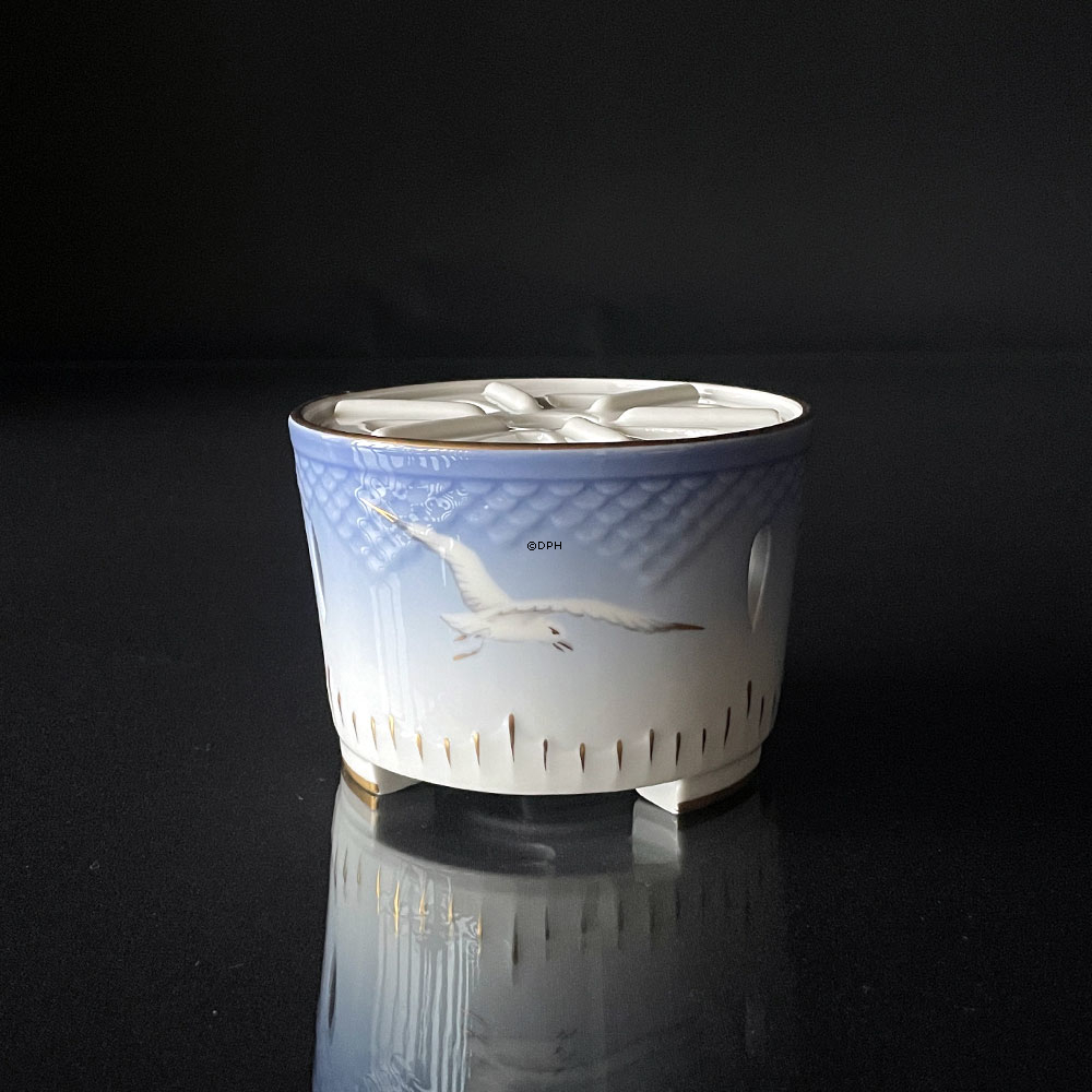 Möwegeschirr mit Gold, Teewärmer, Bing & Gröndahl Nr.  237 (mit Porzellaneinsatz)