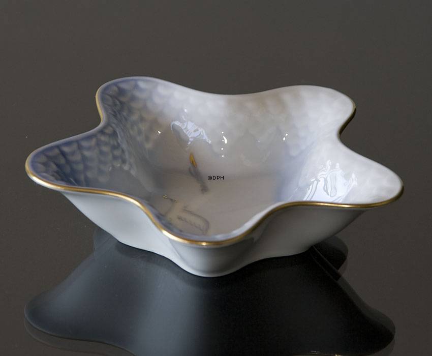 Möwegeschirr mit Gold, kleine Schale 14cm, Bing & Gröndahl Nr. 342