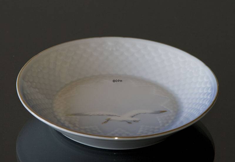 Möwegeschirr mit Gold, Schale, groß, rund 14cm, Bing & Gröndahl Nr. 344 oder 21A