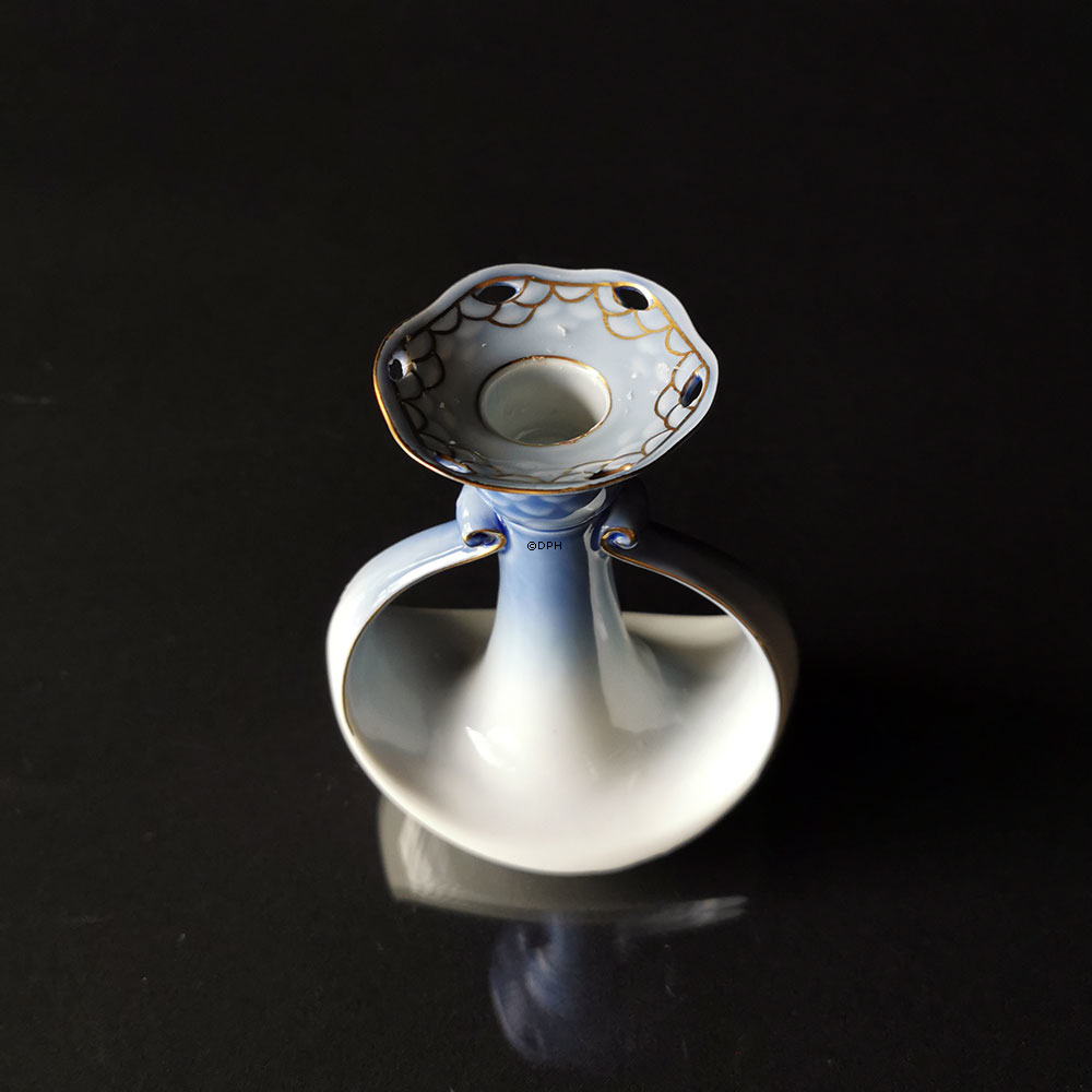 Möwegeschirr mit Gold ohne Gold, Kerzenhalter, klein, Nr. 72 oder 503, Oben blau/unten weiß