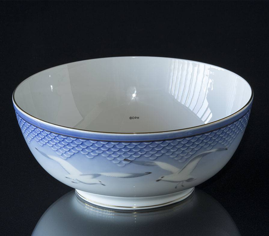 Möwegeschirr mit Gold, große runde Schüssel, Bing & Gröndahl Nr. 579