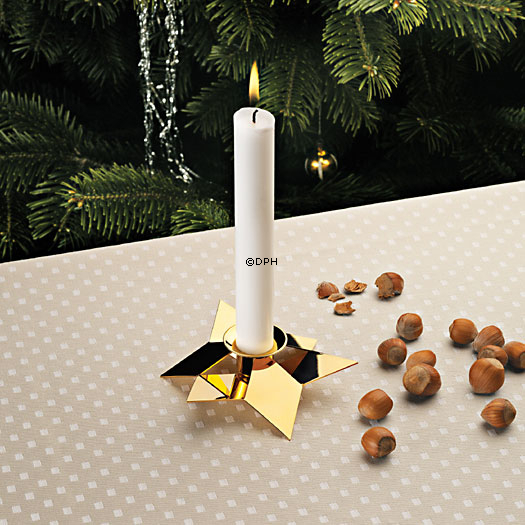 Georg Jensen Stern Kerzenleuchter, groß, vergoldet