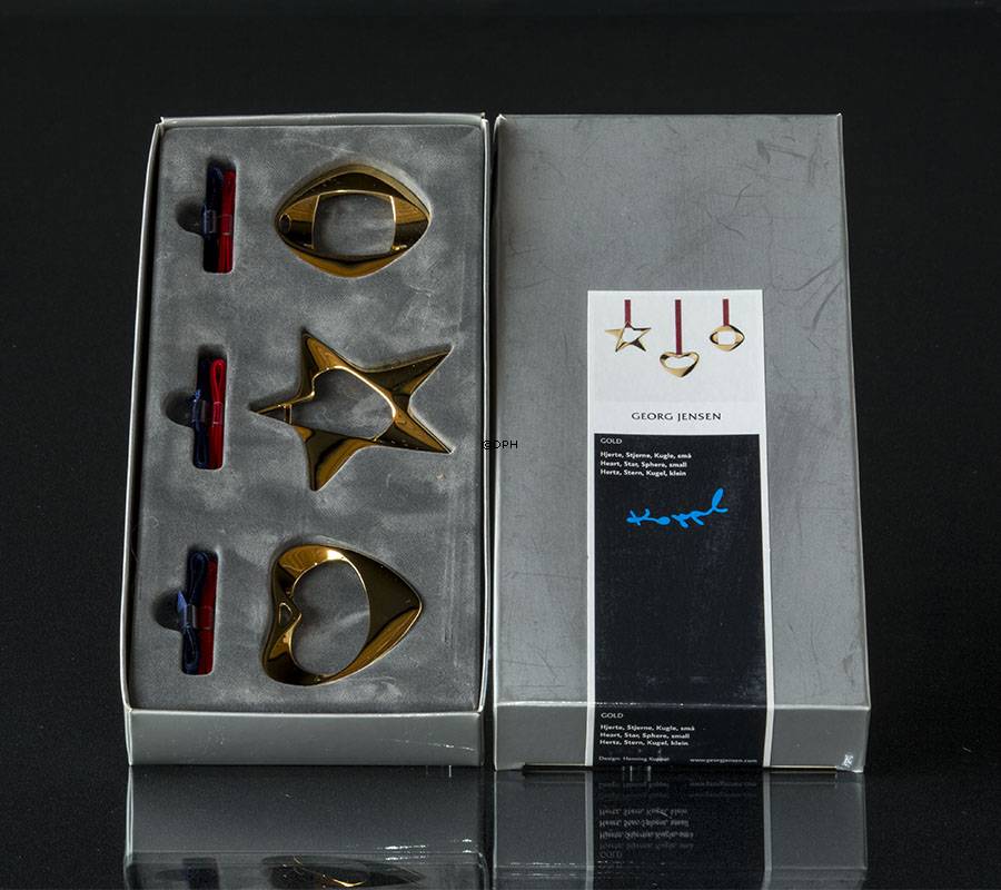 Georg Jensen Christmas Herz, Stern und Kugel, 3 Stück klein