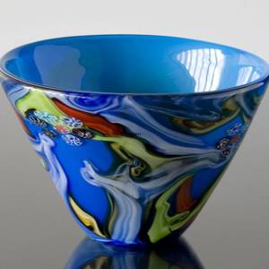 Große blaue Glasschüssel, Mundgeblasene Glaskunst, | Nr. 4211 | DPH Trading