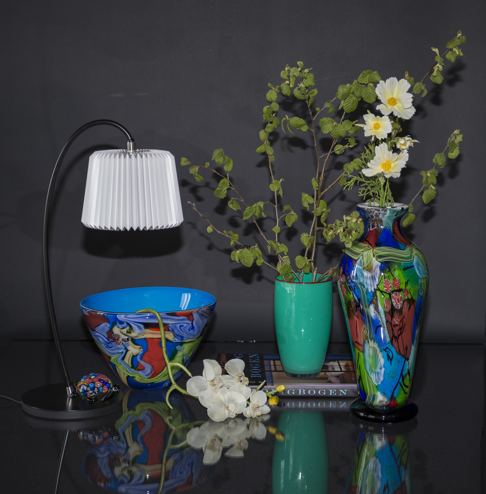 Große blaue Glasschüssel, Mundgeblasene Glaskunst,