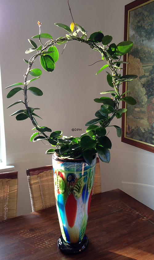 Blaue Glasvase, Große Bodenvase, 42cm, Mundgeblasen,