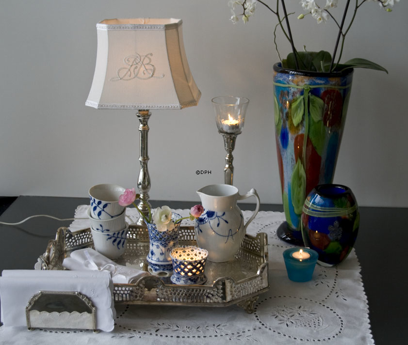 Blaue Glasvase, Große Bodenvase, 42cm, Mundgeblasen,