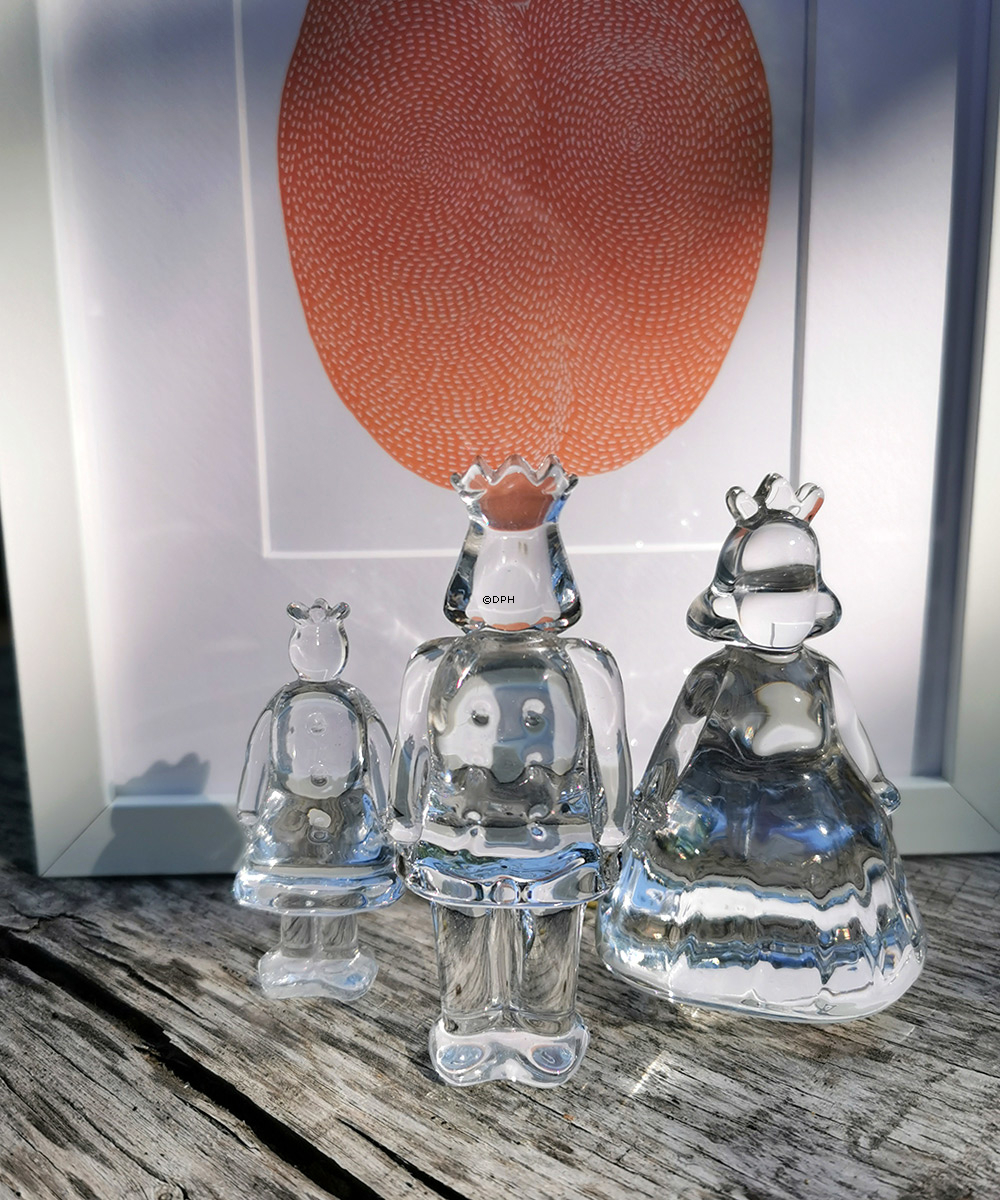 Holmegaard Fantasia mini Skulptur, königliche Familie, Satz von drei,