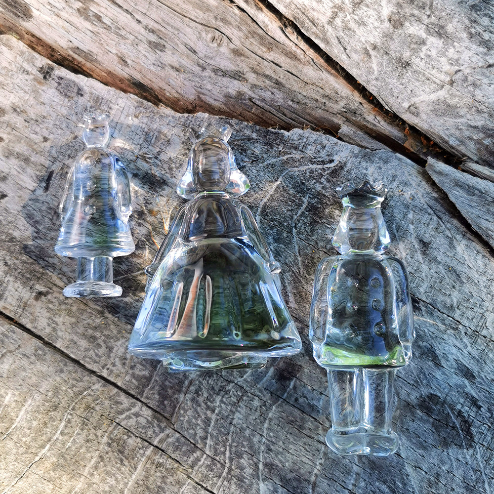 Holmegaard Fantasia mini Skulptur, königliche Familie, Satz von drei,