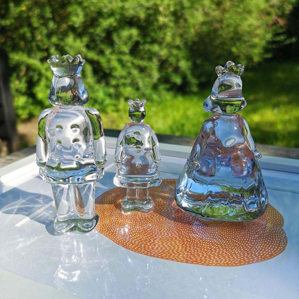 Holmegaard Fantasia mini Skulptur, königliche Familie, Satz von drei,