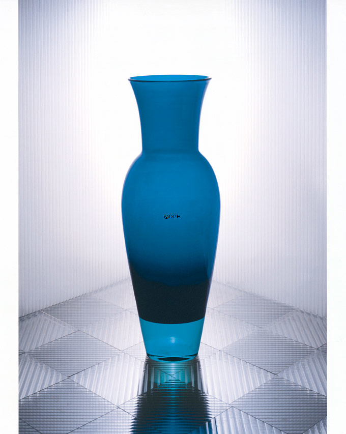 Holmegaard Harlekin Vase, blau, groß