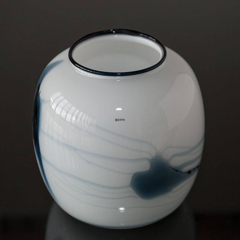 Holmegaard Vase Atlantis mit blauer Dekoration