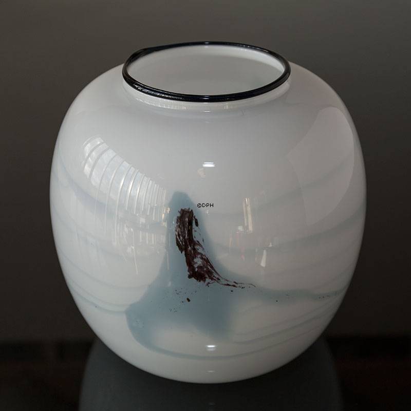 Holmegaard Vase Atlantis mit blauer Dekoration