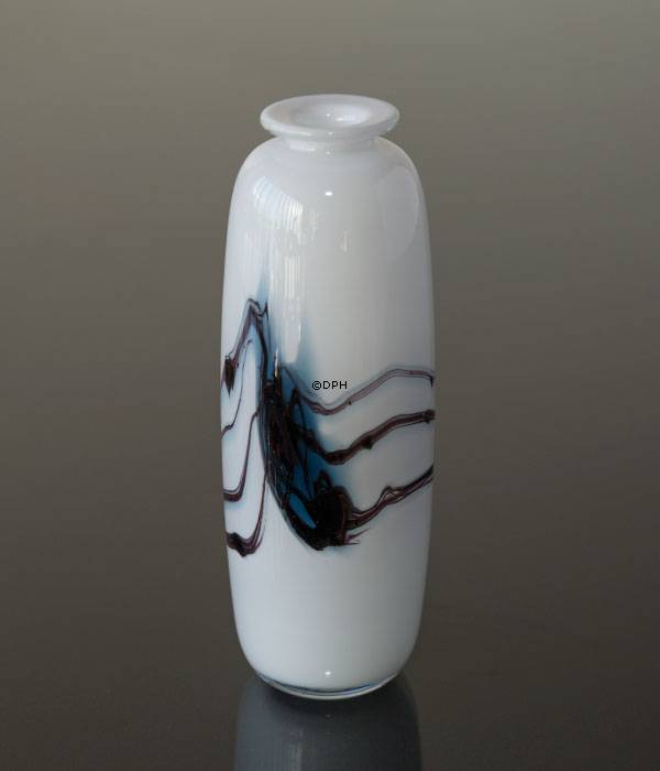 Holmegaard Vase Atlantis mit blauer Dekoration