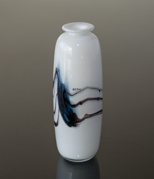 Holmegaard Vase Atlantis mit blauer Dekoration