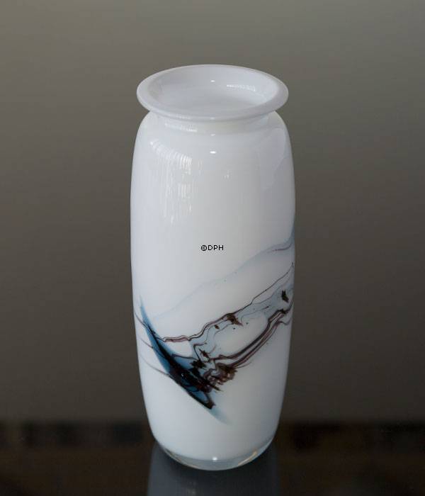 Holmegaard Vase Atlantis mit blauer Dekoration