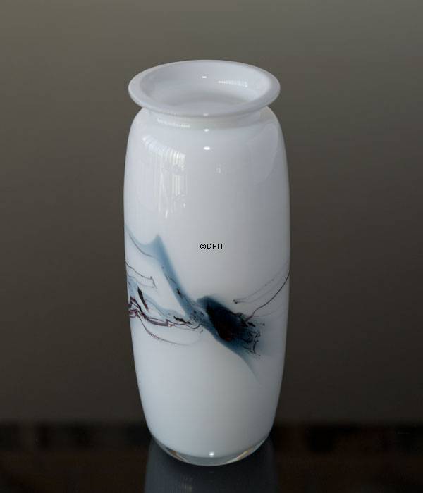 Holmegaard Vase Atlantis mit blauer Dekoration