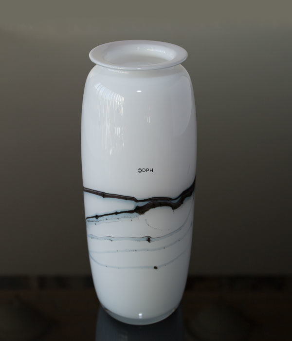 Holmegaard Vase Atlantis mit blauer Dekoration