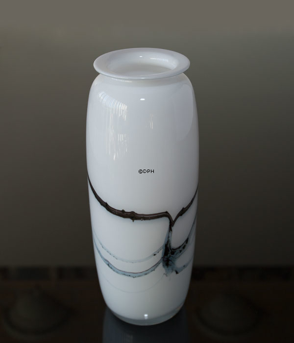 Holmegaard Vase Atlantis mit blauer Dekoration