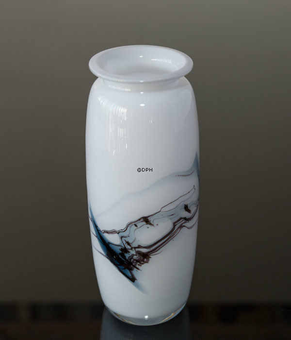 Holmegaard Vase Atlantis mit blauer Dekoration