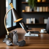 Maus Glasfigur, Schwarz und Weiß gestreift, Mundgeblasene Glaskunst