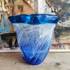 Blaue Glasvase, oval mit gewelltem Rand, Mundgeblasene Glaskunst | Nr. 4420 | DPH Trading