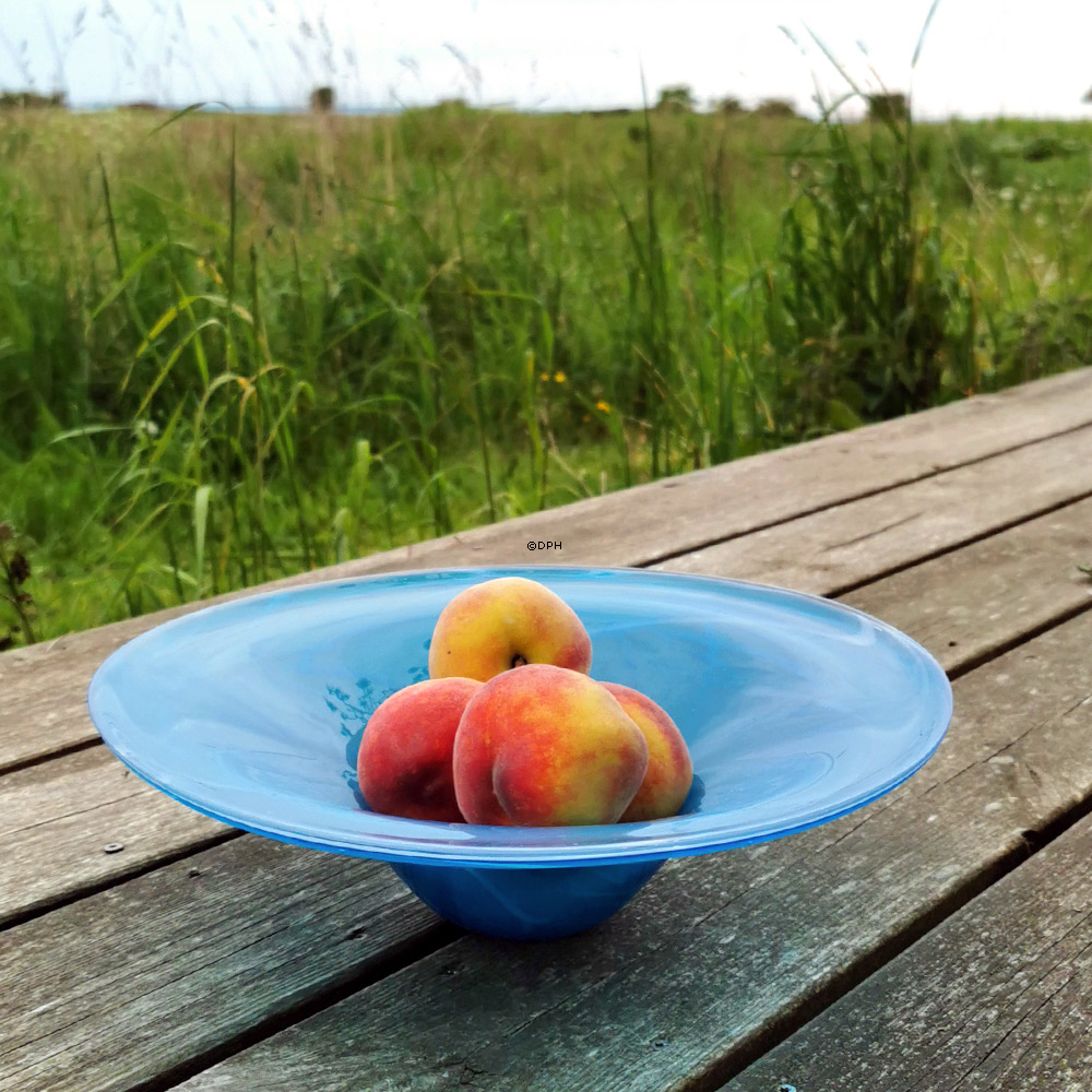 Billige Glasschale, Blau mit Weiß, Mundgeblasene Glaskunst