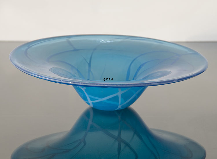 Billige Glasschale, Blau mit Weiß, Mundgeblasene Glaskunst