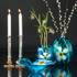 Große Runde Glasvase, blau mit Blume, Mundgeblasene Glaskunst | Nr. 4450 | DPH Trading