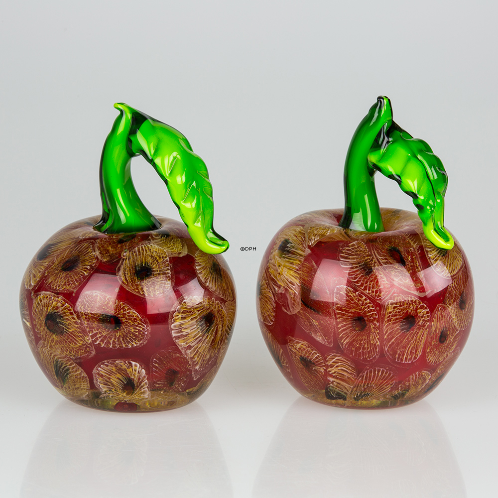 Glasapfel, rot, 13cm, Mundgeblasene Glaskunst,