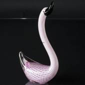 Swan Figur in Glas, Schwan in weiß und rosa, Mundgeblasen, 