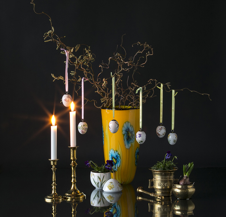 Große gelbe Glasvase mit Blumen, 35cm, Mundgeblasenes Glas