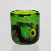 Grüner Teelichthalter / Tasse / Vase, 8x10cm, Mundgeblasenes Glas 