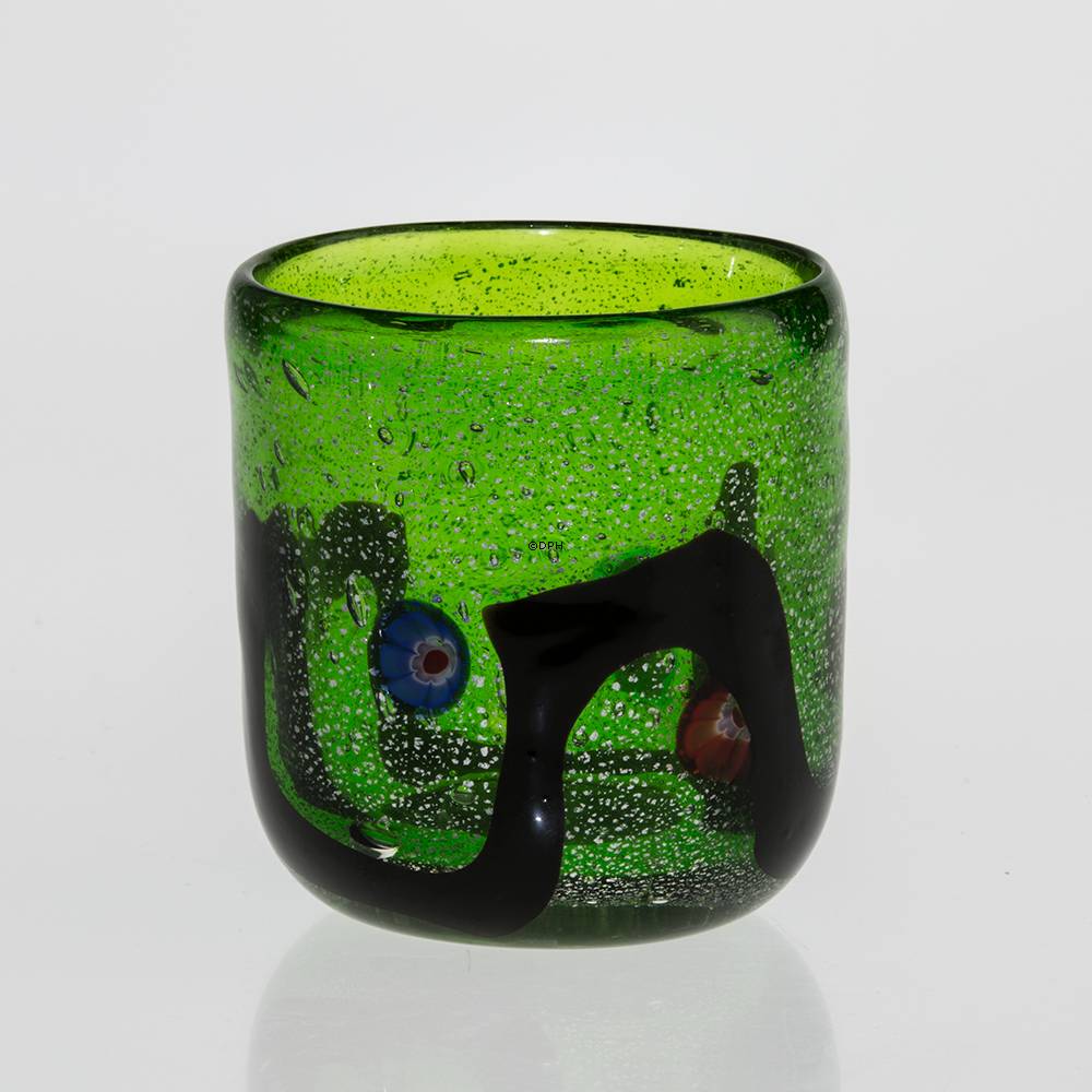 Grüner Teelichthalter / Tasse / Vase, 8x10cm, Mundgeblasenes Glas