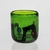 Grüner Teelichthalter / Tasse / Vase, 8x10cm, Mundgeblasenes Glas