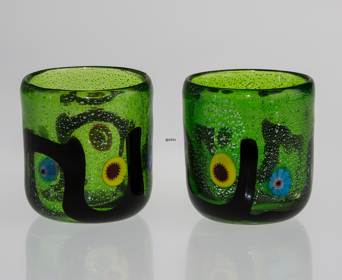 Grüner Teelichthalter / Tasse / Vase, 8x10cm, Mundgeblasenes Glas