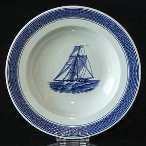 Royal Copenhagen/Aluminia Tranquebar, blau, Suppenteller mit Schiff, Schoner, 23cm | Nr. 46-947 | DPH Trading