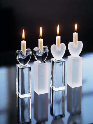 Holmegaard Heart Leuchter, 1 klar & 1 mattiert / klar