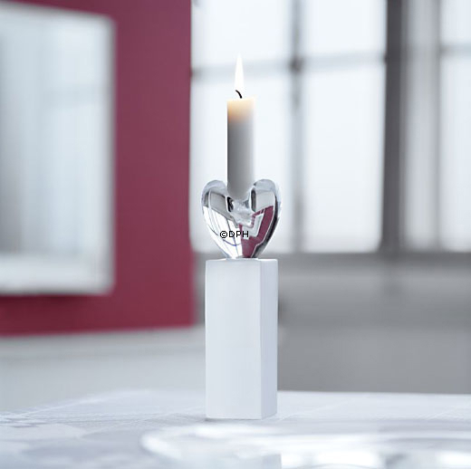 Holmegaard Heart Kerzenhalter, groß, mattiert / klar