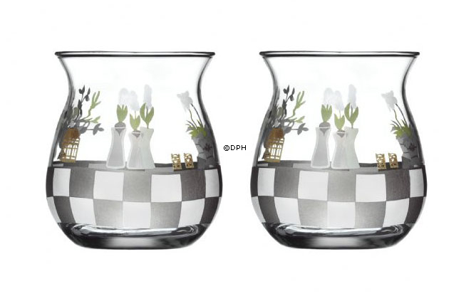 Jahresteelichthalter 2008, 2 Stück Holmegaard Christmas