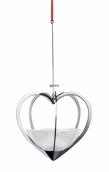 Weihnachtskerzenhalter 2005, Herz - Silber. Holmegaard