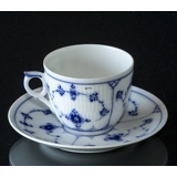 Blaugemal/Musselmalet Gerippt Kaffeetasse und Untertasse Bing & Gröndahl