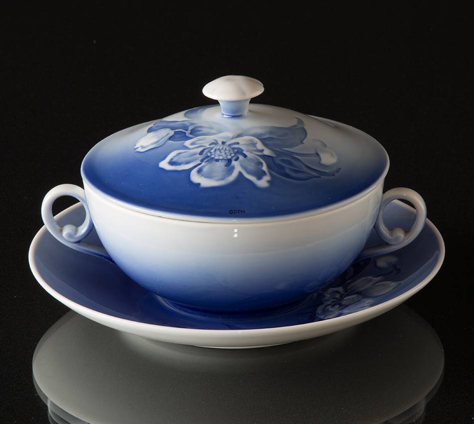 Suppentasse mit Deckel und Untertasse Christrose Geschirr Nr. 481 oder 247, Bing & Gröndahl
