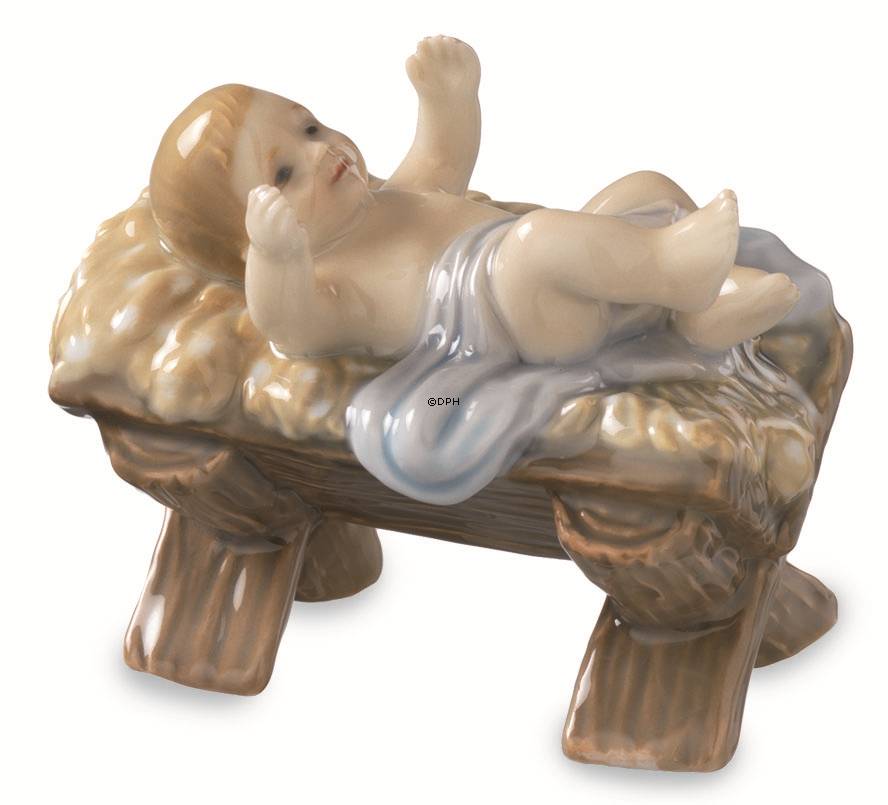 Weihnachtskrippe, Das Jesuskind in seiner Krippe, Royal Copenhagen Figur Nr. 021